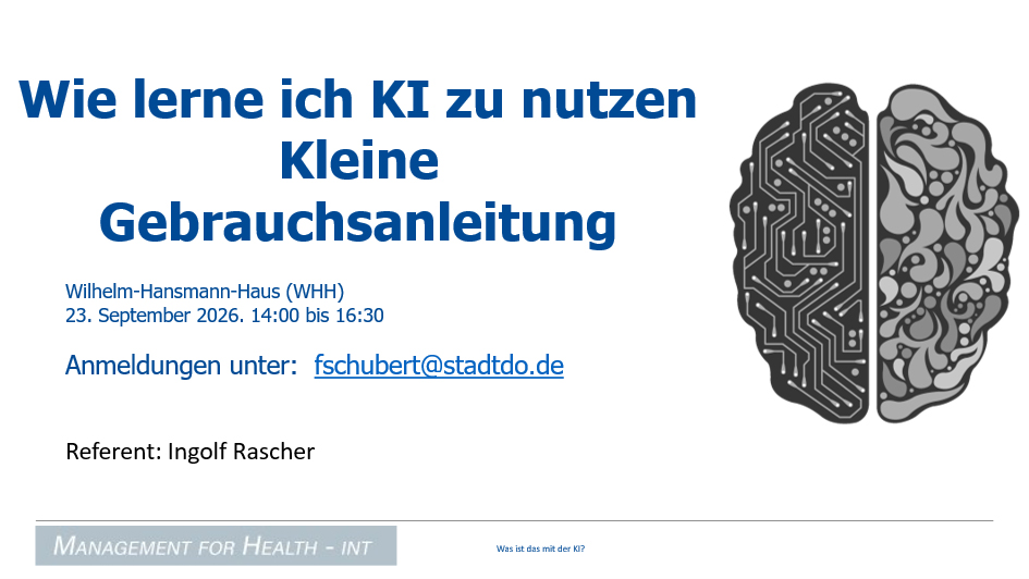Grafik: Wie lerne ich, KI zu nutzen? Vortrag von Ingolf Rascher